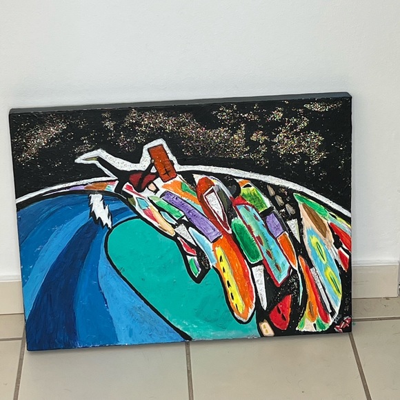 Acrylic over canvas art.Movinchipr original.